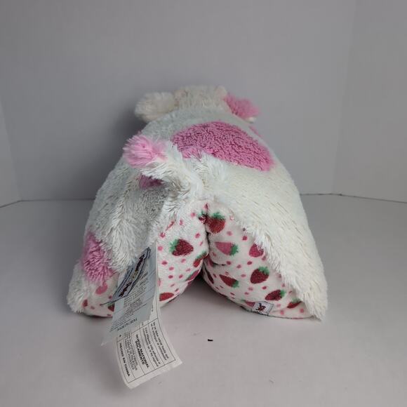 Pillow Pets Strawberry Milkshake Cow Plush Stuffed Animal Toy Cute Fluffy - Picture 3 of 15